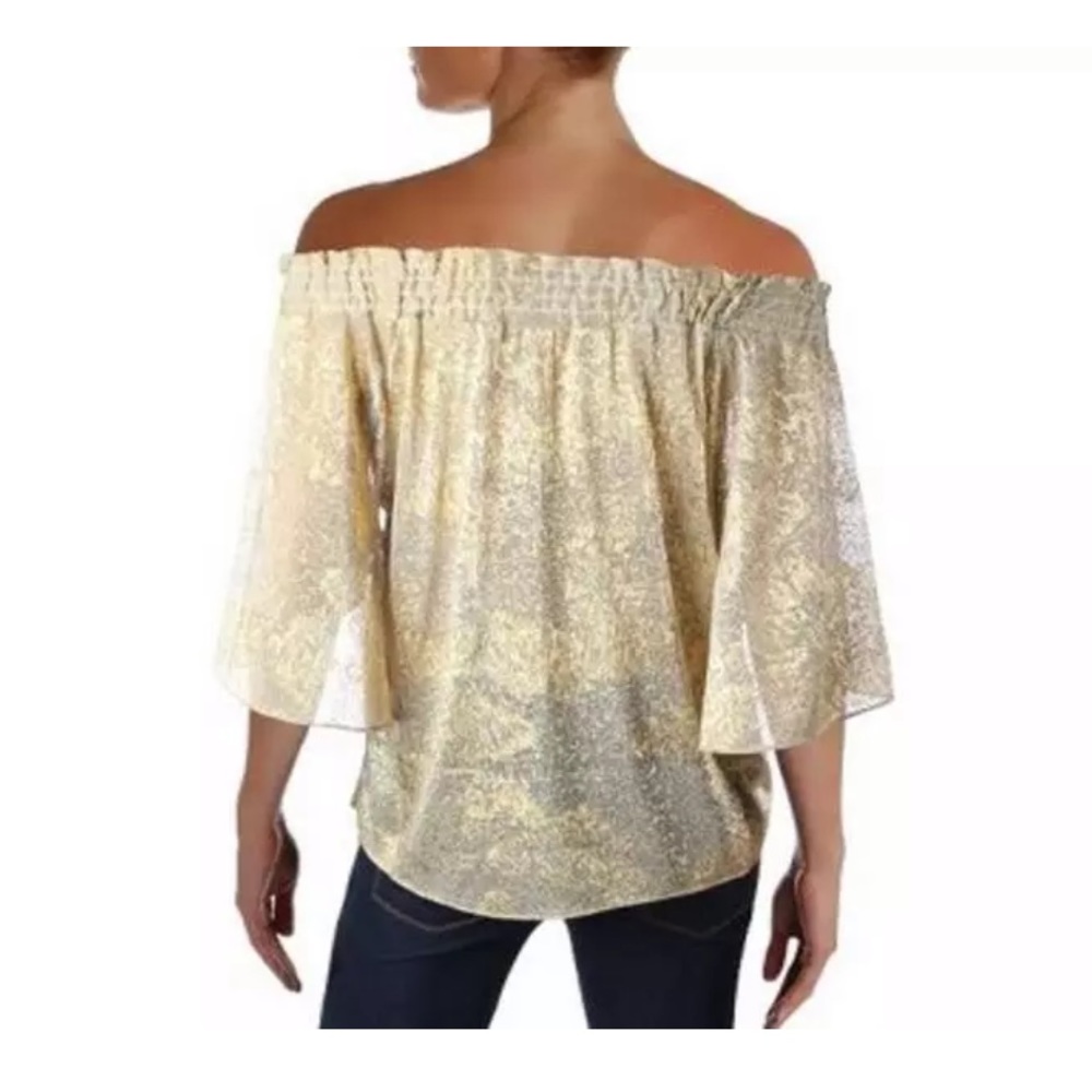 T.Tahari Gold Shimmer off Shoulder Top - Sz S